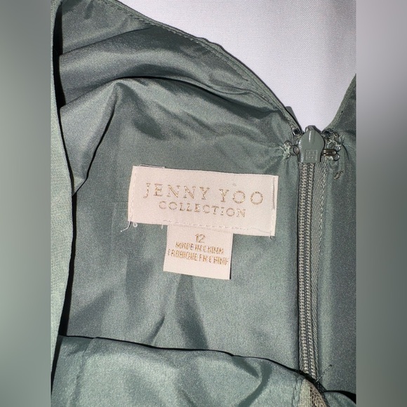 Jenny Yoo Size 12 Olive Green Ryan Deep V Neckline Bridesmaid Evening Dress - Picture 3 of 8